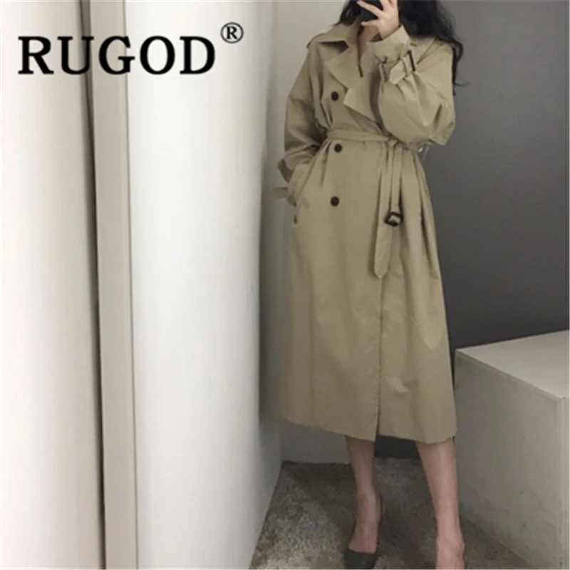 Женская ветровка с поясом RUGOD однотонная приталенная куртка отложным воротником