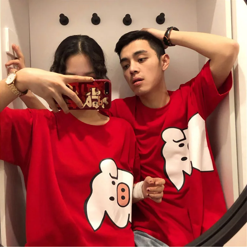 Harajuku Ulzzang, большие размеры, футболка, японский мультфильм, аниме, принт, футболки, лето, женская футболка с коротким рукавом, повседневные кавайные Топы - Цвет: Xian 452 hong