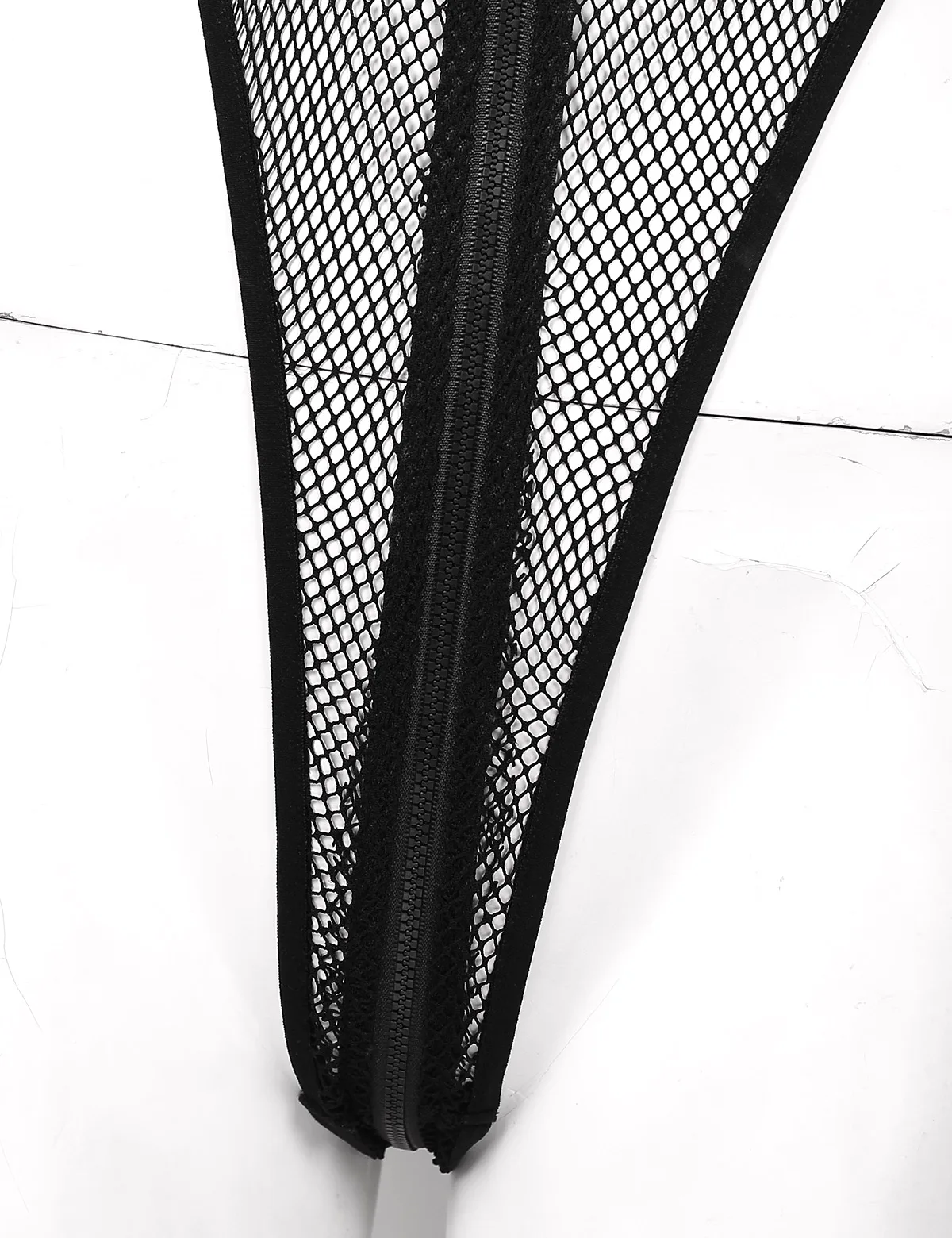 

Womens Exotic Costumes Body Suit Hollow Out Fishnet Bodystocking Long Sleeves High Cut Zipper Babydoll Bodysuits Catsuit