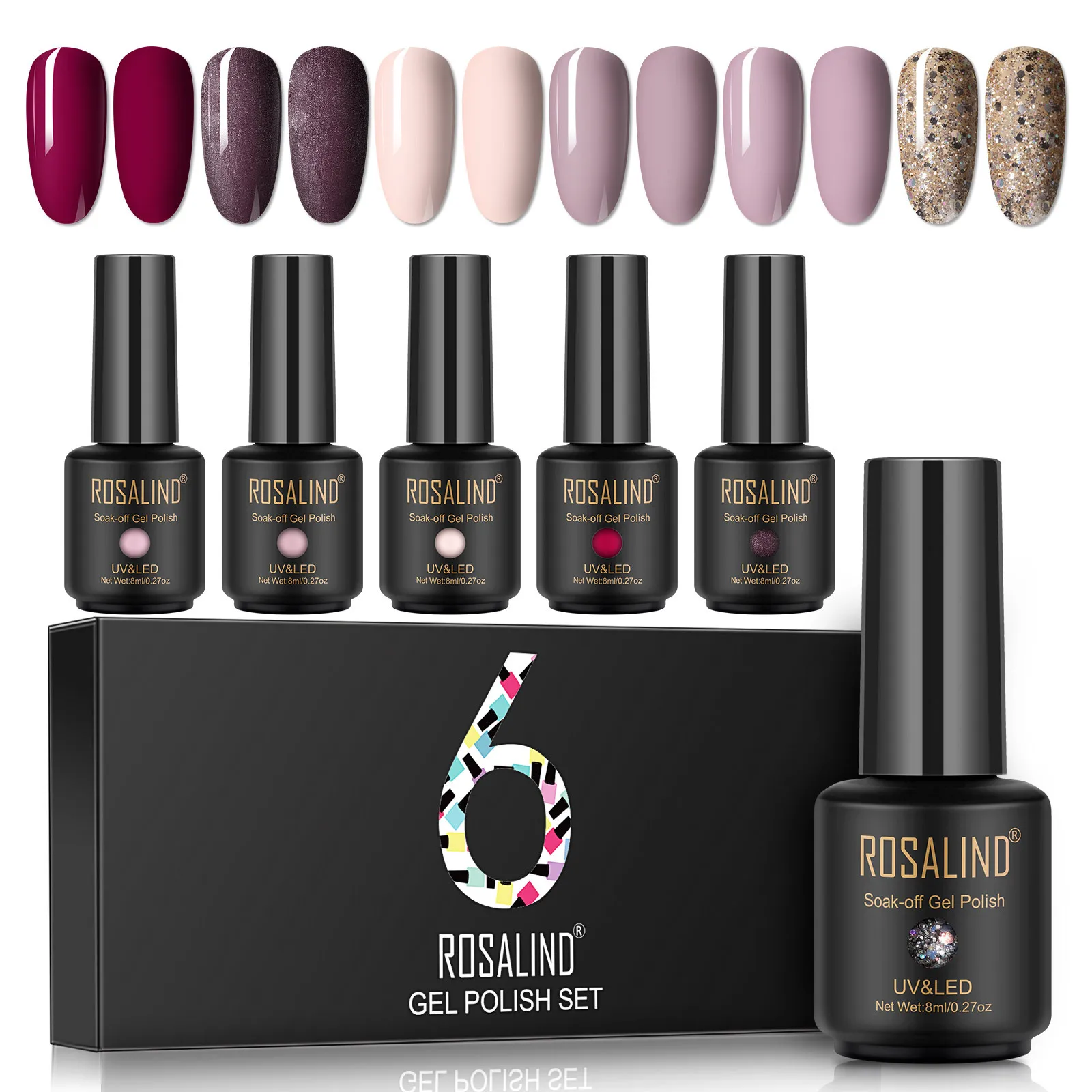 

ROSALIND Gel Nail Polish Hybrid Varnishes 8ml Semi Permanent Soak Off Gel All For Manicure Nails Art Design Long Lasting Gel