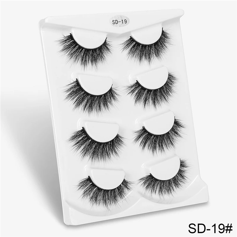 SD19-1 2/4 пар 8D искусственные норковые ресницы натуральные длинные 8D накладные ресницы перекрестного дизайна накладные ресницы ручной работы maquillaje - Цвет: SD19-1