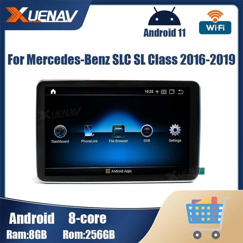 

Мультимедийный проигрыватель для Mercedes Benz SLC SL Class 10,25 2016 2017 2018, 2019 дюйма, Android 11, GPS, радио, видео