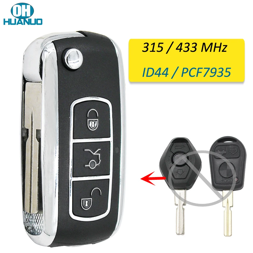 Умная лампа с 3 кнопками для BMW Bentley Style 315 МГц 433 чипом ID44 PCF7935 HU92 Blade HU58 | Автомобили и