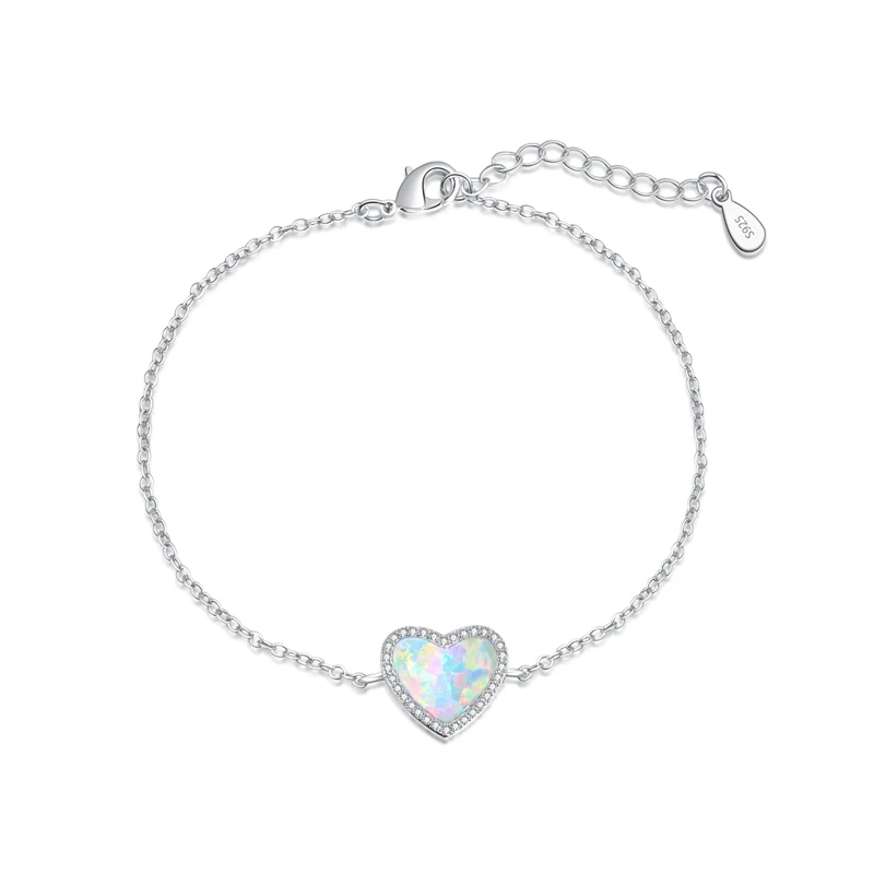 KARNOZ Белый огненный опал камень сердце браслет для женщин ручная цепочка модные