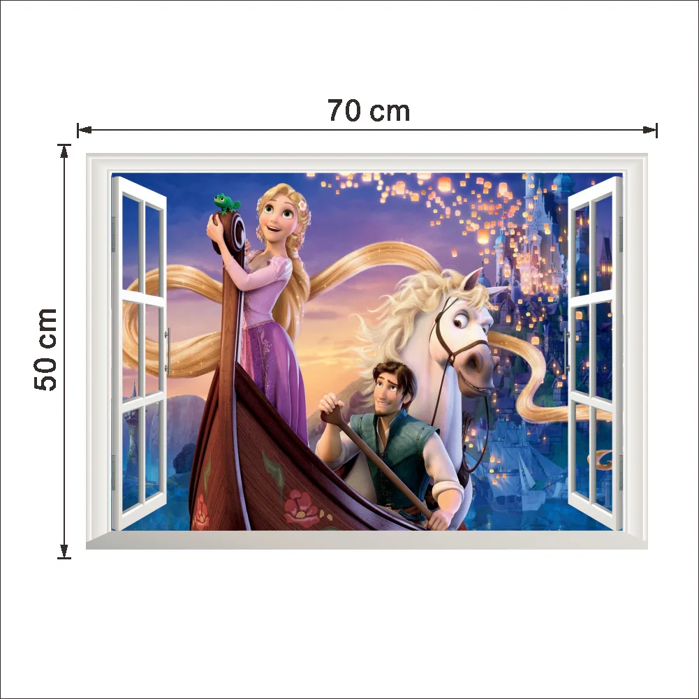 

Dinsey Cartoon Rapunzel stickers for kids rooms Children Girl's Bedroom Decor wall decals 3D Window Sticker Poster Mural