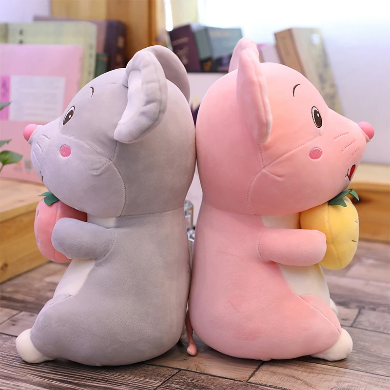 Плюшевая подушка для мальчиков и девочек милая серая крыса с большими глазами