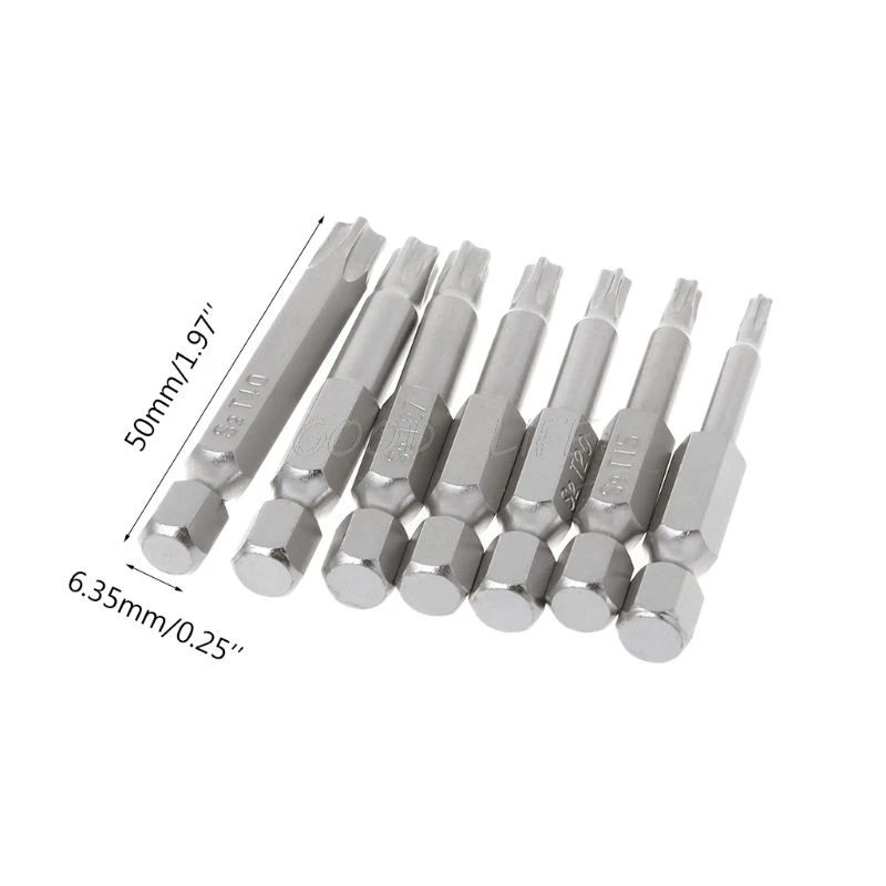 

7Pcs/set Drill Bits Screwdriver Magnetic Shank Hand Tools Five-pointed Star Bore T10-T40