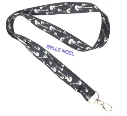 new 1pcs popular black white guitar Key Lanyards Badge DIY ID Cards Holders Neck Straps with Keyring Gifts Party Favors | Украшения и