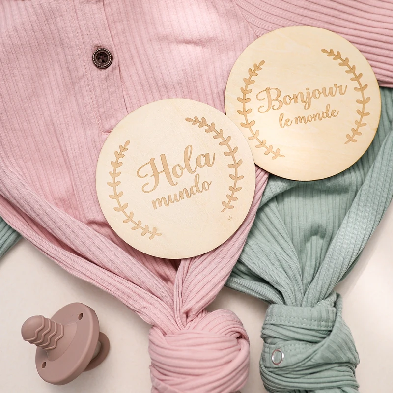 20Pcs Wooden Baby Month Milestone Card Newborn Birth Month Birthday Milestone Wooden DIY Toy Baby Kids Photography Props Gift