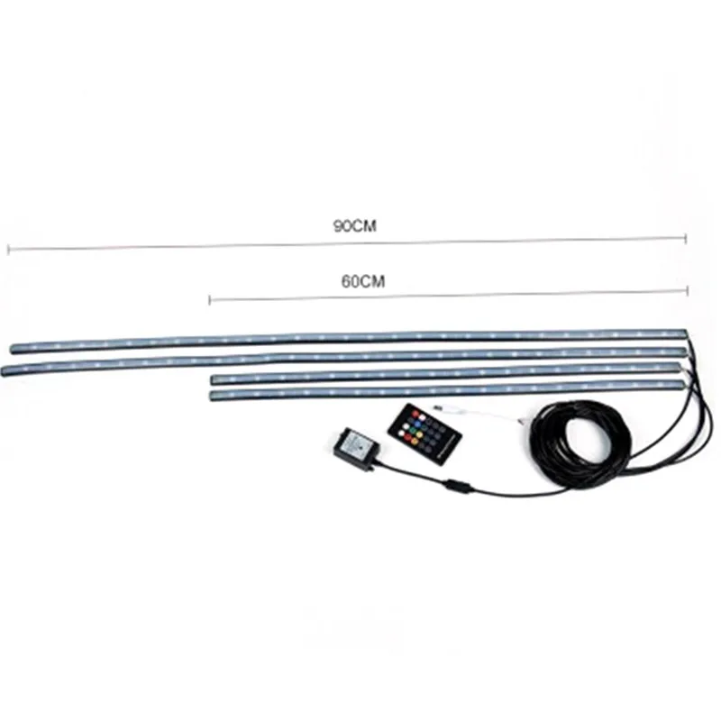 

4Pcs Atmosphere Lamp RGB LED Under Car Tube Strip Underbody Glow Neon Light Kit Wireless Control