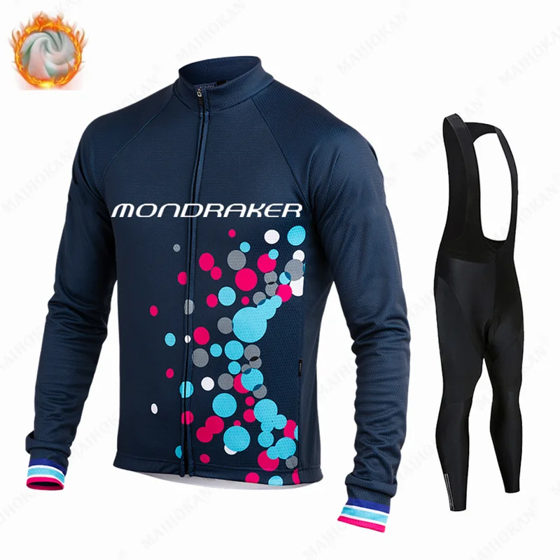 

MONDRAKER Winter Thermal Fleece Cycling Jersey Set Long Sleeve Cycling Clothing Mountain Bike Clothes Maillot Ropa Ciclismo 2022