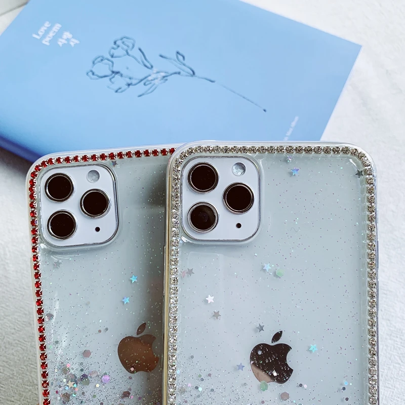 Мягкий прозрачный силиконовый чехол из ТПУ для iPhone 6 6s 7 8 Plus 10 X XS XR 11 Pro Max блестящий