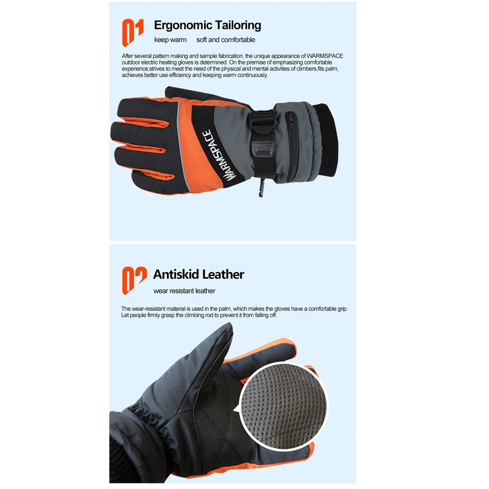 

5V Heated Gloves Rechargeable Battery Charging Winter Warm Thermal Skiing Sports Waterproof Washable Electric Heating Gloves