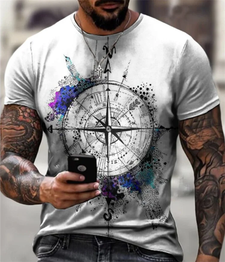 

Летняя новая мужская футболка с коротким рукавом индивидуальный морской принт Повседневная Уличная трендовая футболка с коротким рукавом ...