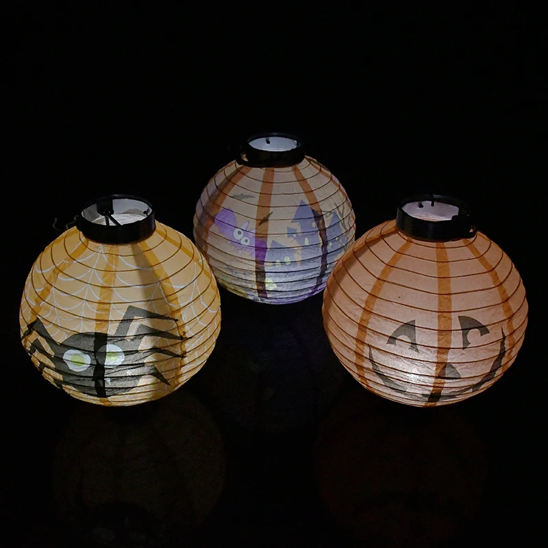 Украшения для Хэллоуина бумажные фонари со светодиодный светильник кой 20 см | Дом