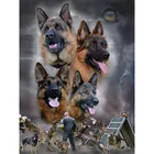 Алмазная мозаика 5D сделай сам, картина с изображением немецкой овчарки и собаки, алмазная вышивка, вышивка крестиком
