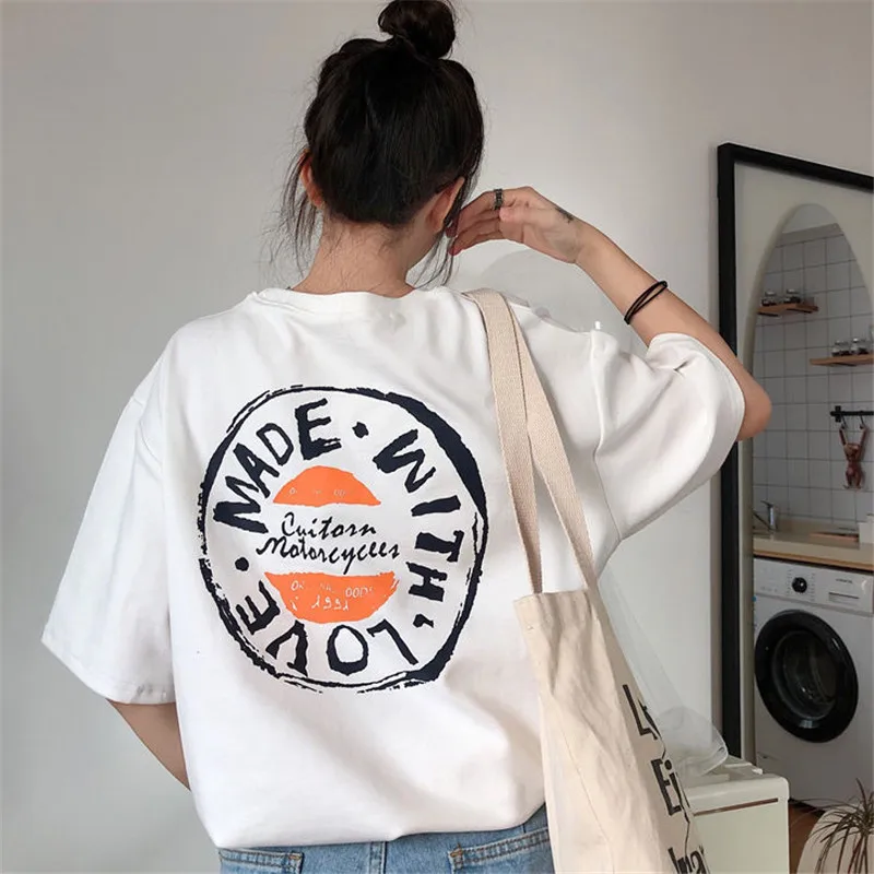 

Летняя женская модная черная уличная одежда, женские свободные школьные футболки для девочек, женские топы в стиле High Street