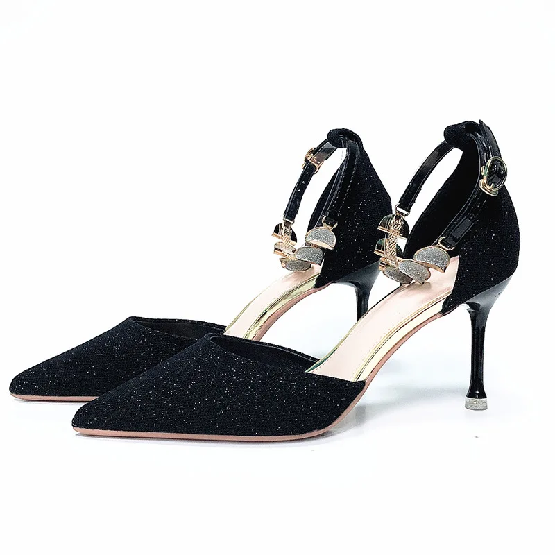 

Clear Heels Sandals Elastic Band Comfort Shoes for Women Suit Female Beige Slip-on Stiletto Black Girls Fashion