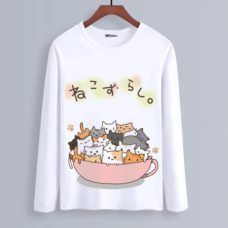 Футболка Neko Atsume для косплея футболка с принтом мультяшного кота весенне-осенняя