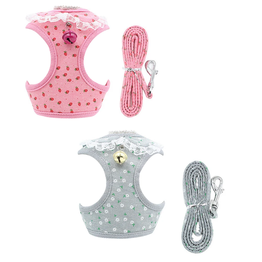 

Dog Harness Leash Set Puppy Cat Harness Vest For Small Dogs Adjustable Pet Mesh Vest Set With Bell For Puppy Cat Accessories