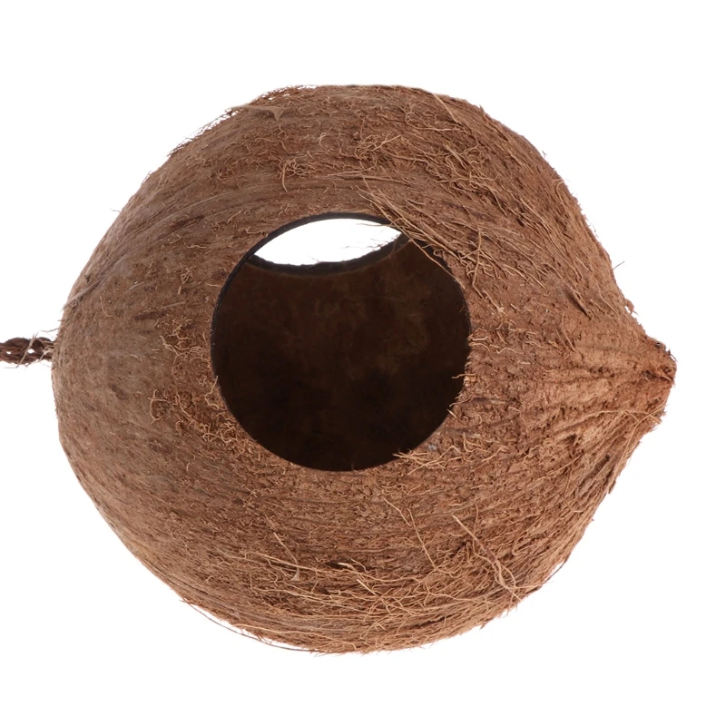 

Bird Nest Dispenser Food Feeding Hiding Cave Coconut Shell Parrots Hanging House