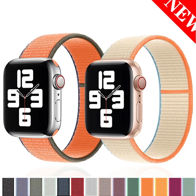 

Sport Loop Nylon Strap for Apple Watch Band 42mm 38mm 44mm 40mm Breathable Bracelet Watch Accessories iWatch Series7 6 SE 5 4 3