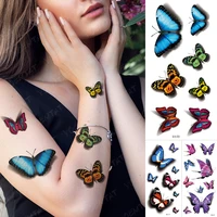waterproof temporary tattoo sticker woman 3d blue butterfly sexy color flash water transfer tatoo girl ankle body art fake tatto