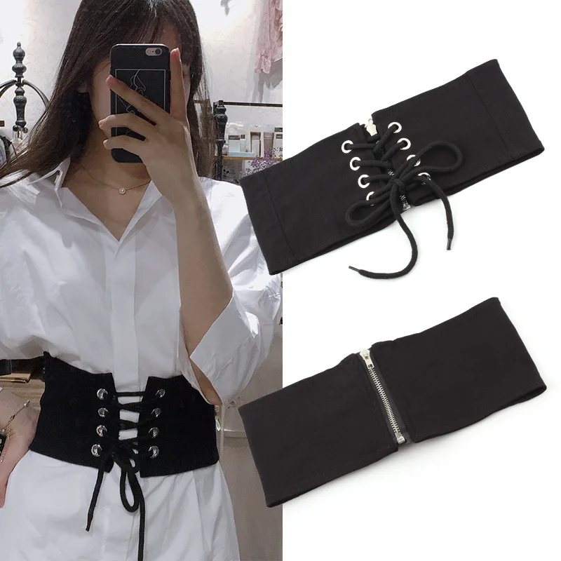 

Women's Girdle New Design Elastic Fabric Waistband 12.5cm Wide Bowknot Bandage Waist Belt Loose Tight Belts Clothing Accessories