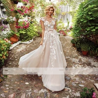 sexy v neck wedding dress for 2021 organza lace appliques bow elegant court train backless robe de a line custom made for women