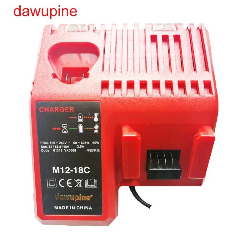 

Dawupine M12-18C Li-Ion Батарея Зарядное устройство для Милуоки 10,8 V 12V 14,4 V 18V C1418C 48-11-1815/1828/1840 M18 M14 M12 Батарея