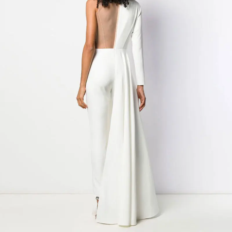 

Womens Jumpsuits Fashion Asymmetric Design Deep V Neck High Waist Slim Night Party Dress FS99