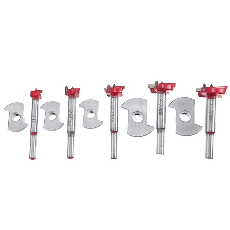

5pcs Diameter 15-35mm Adjustable Carbide Drill Bits Hinge Hole Opener Boring Bit Tipped Drilling Tool Woodworking Cutter