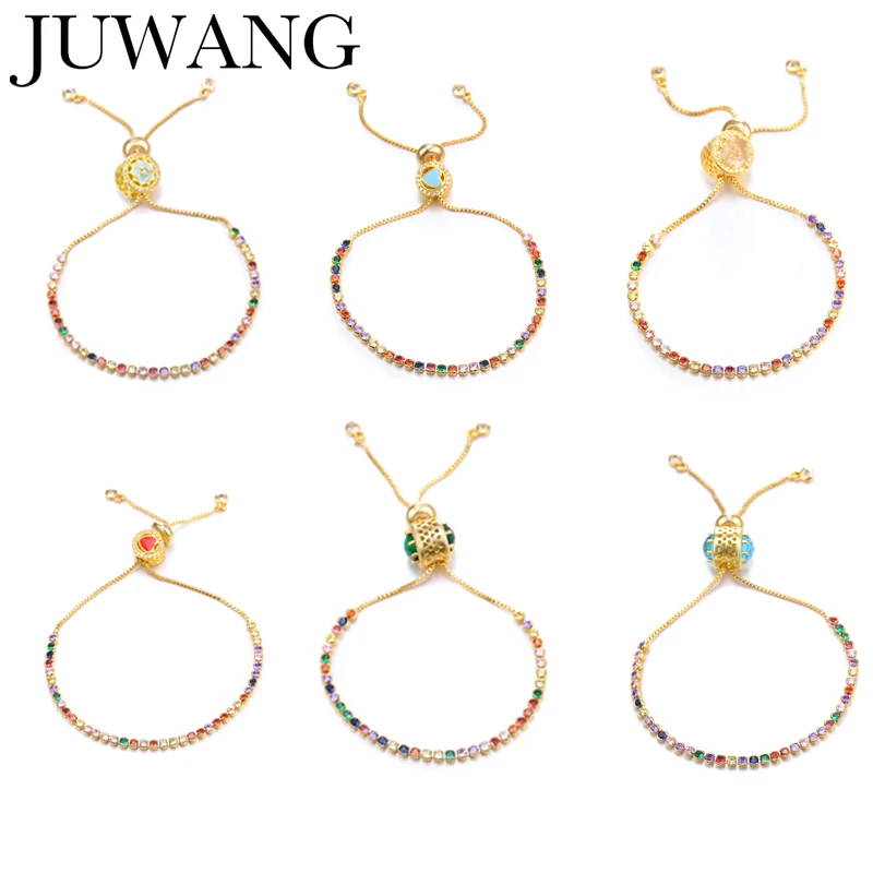 Золотой Радужный разноцветный Теннисный браслет и браслеты ААА фианит для