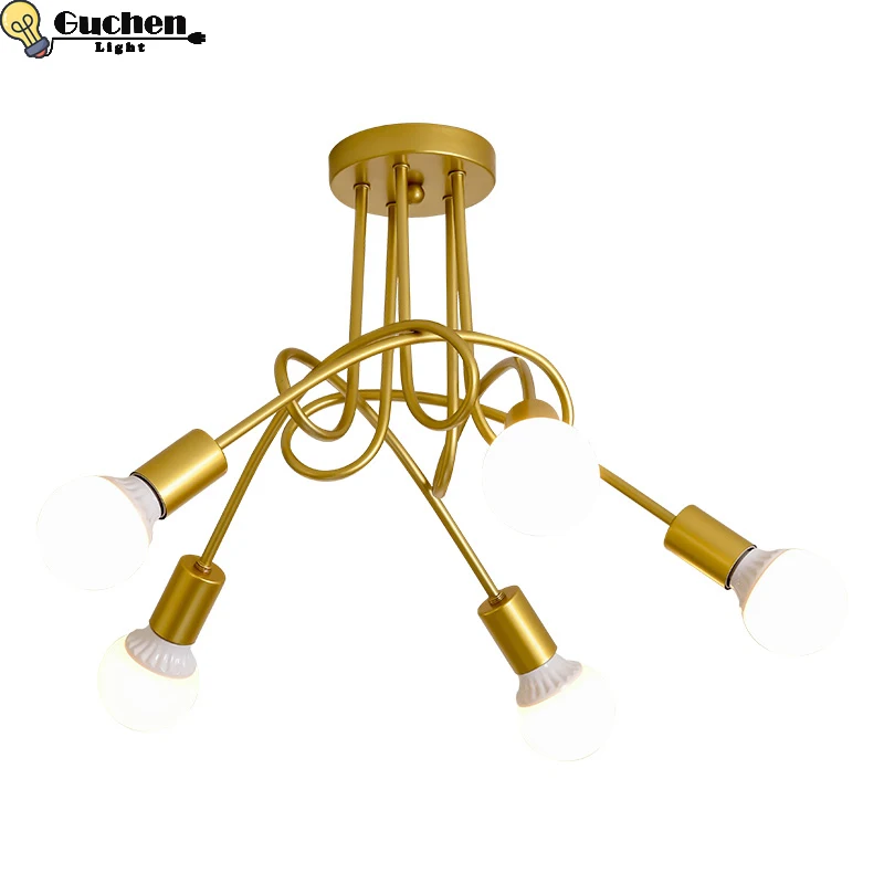 

Gold modern Nordic ceiling light for home loft kitchen living room spider lamp lighting fixture iron e27 bedside indoor Porch