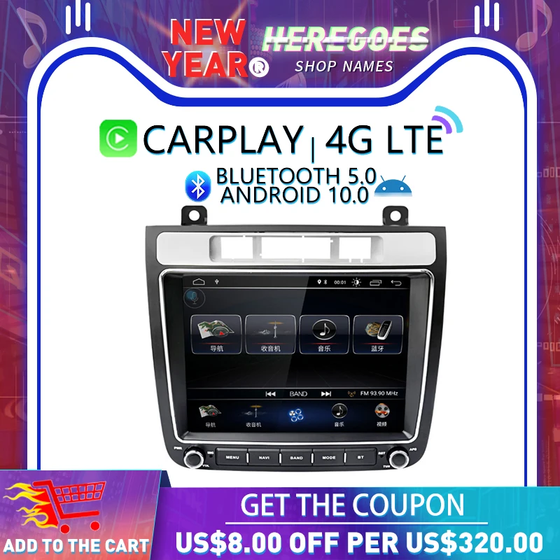Автомобильный мультимедийный плеер Carplay 8 4 дюйма IPS Android 10 Гб + 64 ГБ GPS Wi Fi Bluetooth 5 0 TPMS