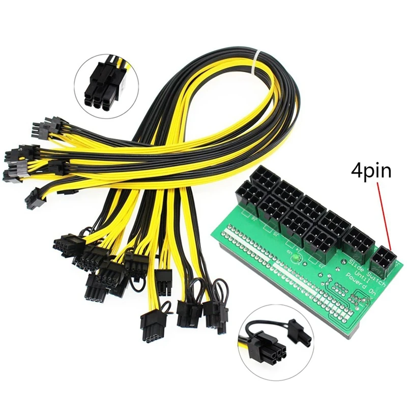 ETH ZEC горного Питание 12V GPU / PSU коммутационная плата 9 шт. 18AWG PCI-E 6 Pin до + 2 кабеля