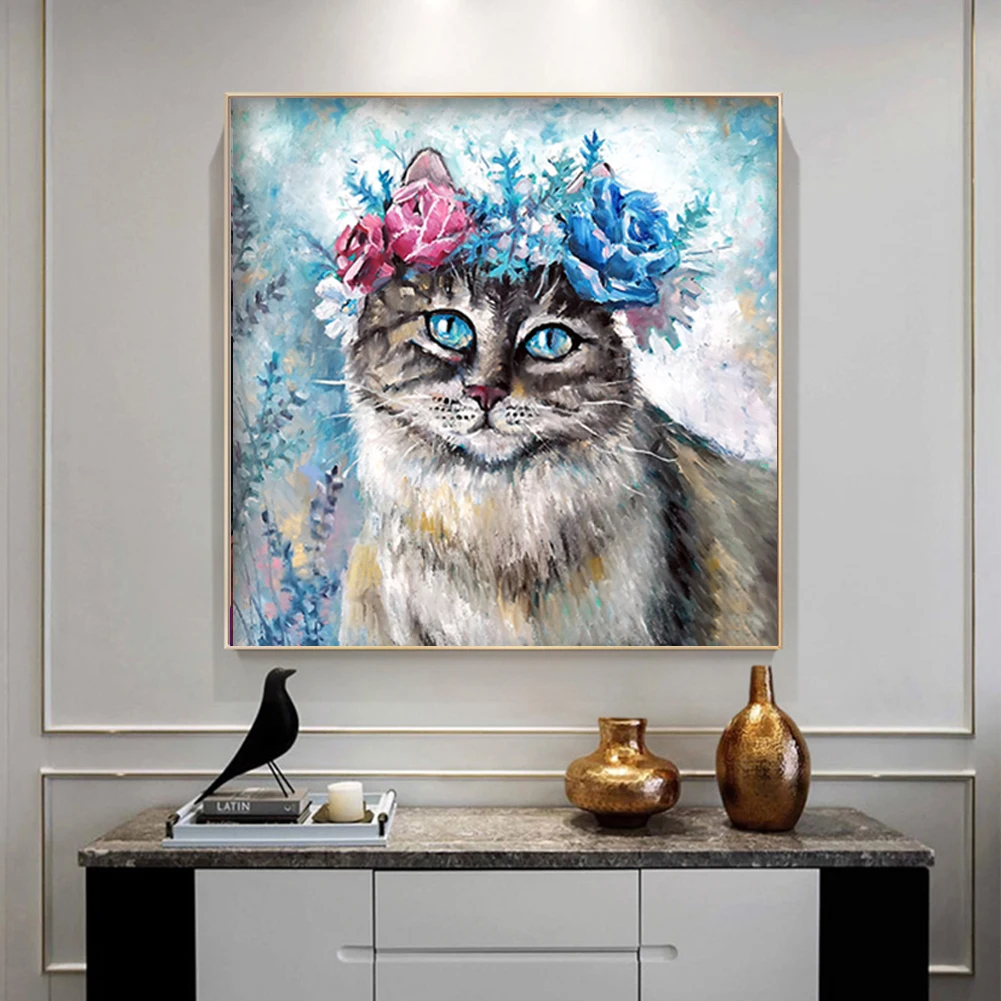

5D Full Round Diamond Painting DIY Flower Cat Pig Deer Diamond Paintings Rhinestone Animals Picture Poster Home Wall Decor Gift