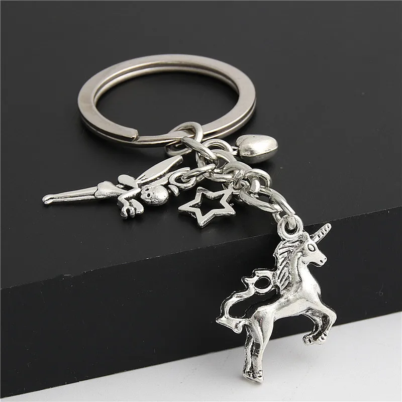 1 шт. брелок для ключей с изображением Феи единорога звезды сердца женщин и