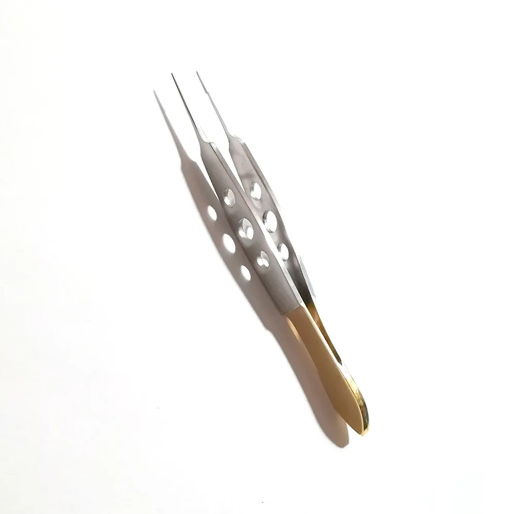 Офтальмологический микропинцет из нержавеющей стали с золотой ручкой