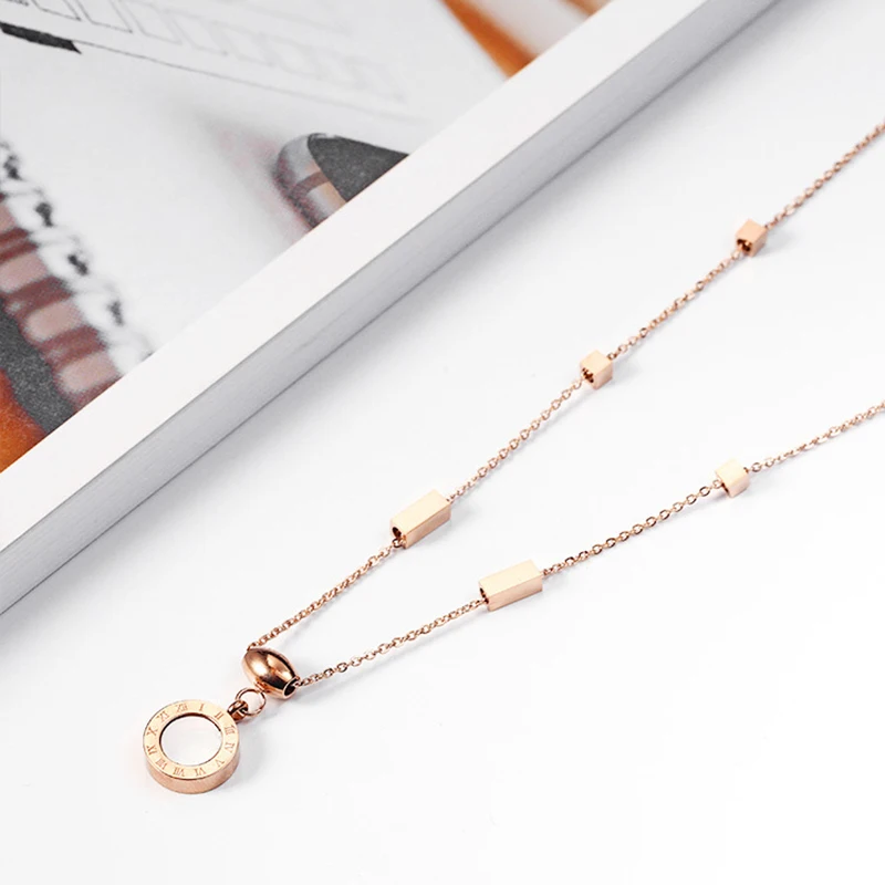 Женское колье из нержавеющей стали Круглый чокер цвета розового золота с