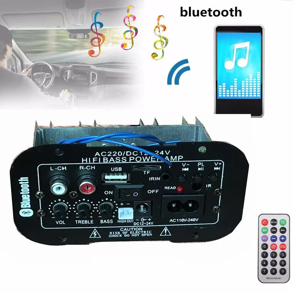 Многофункциональный автомобильный Bluetooth усилитель HiFi бас мощности стерео