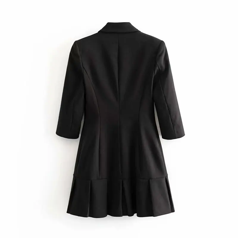 2019 Блейзер Мини платье для женщин Za модная одежда отложной воротник с длинным