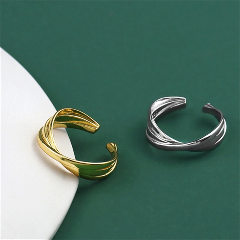 

Lispector 925 Sterling Silver Korean Simple 3 Rings for Women Minimalist Open Ring Temperament Jewelry Valentine's Day Gifts