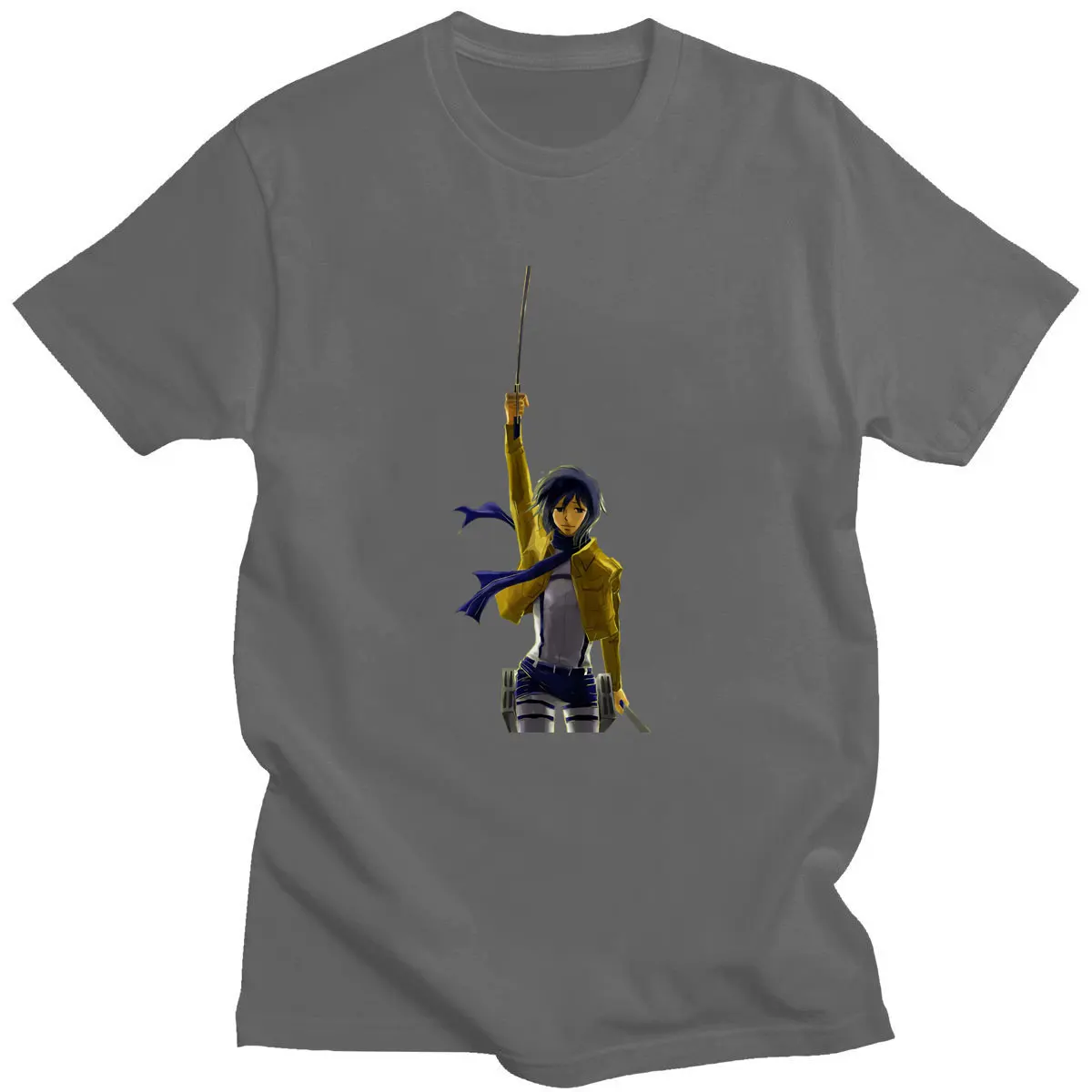 

Black Short-Sleeved T-shirt Men Attack on Titan T-shirts Design Aesthetic Breathable Japan Anime Harajuku Tshirt Cotton Costume