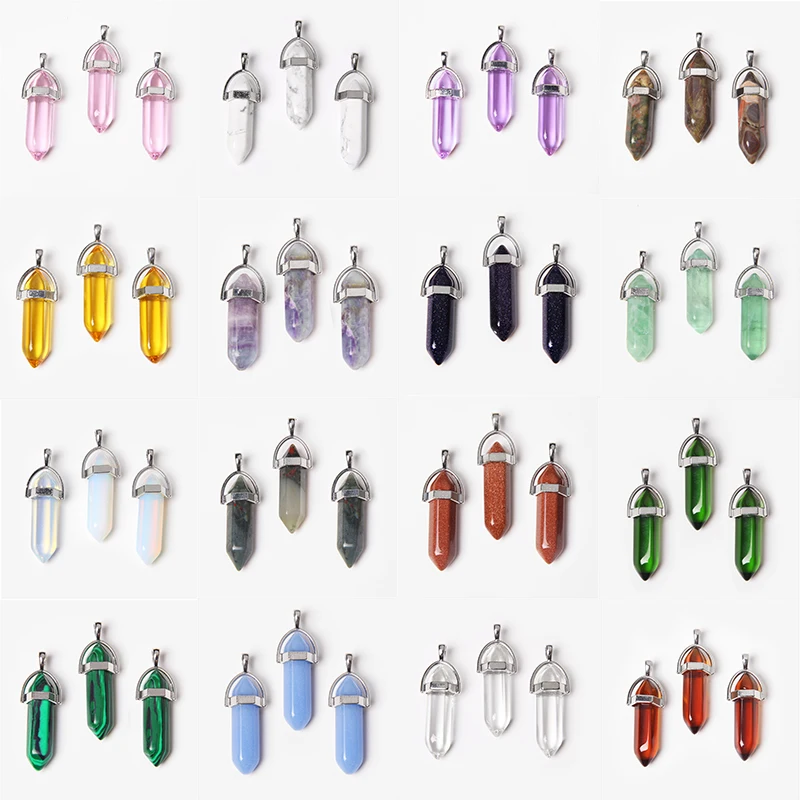 5 шт./компл. Маятник из натурального камня Кулоны нержавеющей стали для ожерелья с