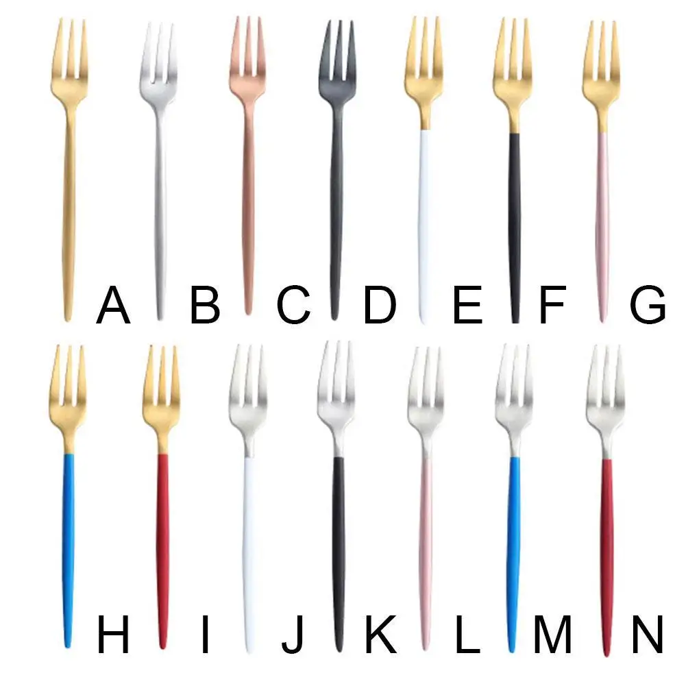 

1Pcs Colorful Dessert Fruit Fork Salad Cake Tea Steel Hotel Tableware Flatware Supplies Dinnerware Party Restaurant I1H8