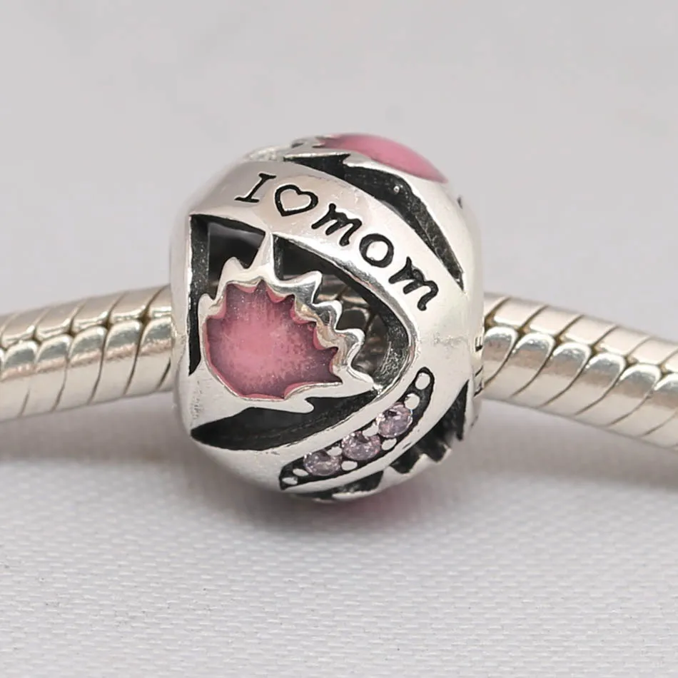 Аутентичные ювелирные изделия S925 Сделай Сам I Love Mom подвеска для женского
