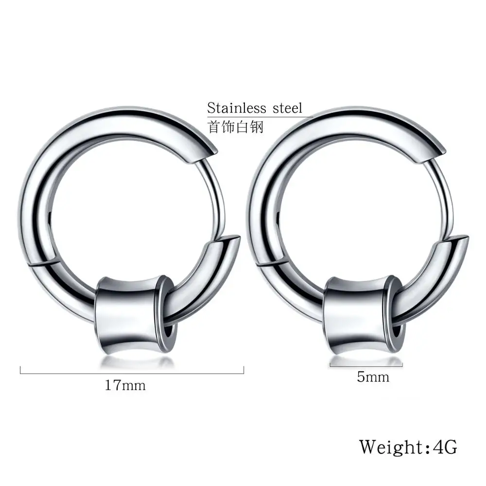 

OPK personality hip-hop jewelry round wire Earrings stainless steel men's Ring Earrings