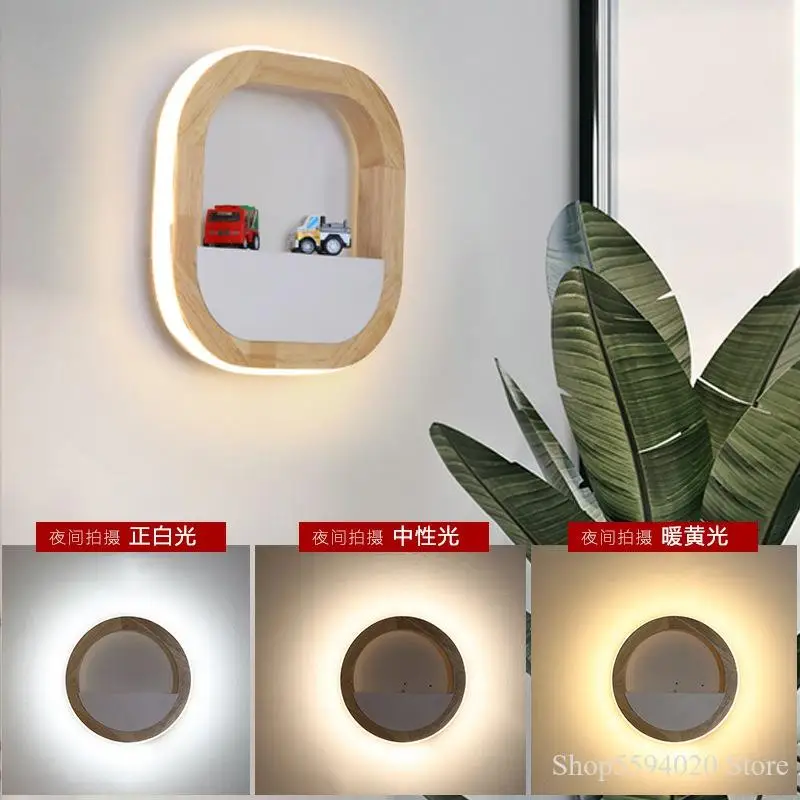 Скандинавская индивидуальная светодиодная настенная лампа из цельной древесины