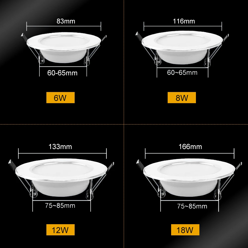 Круглая Встраиваемая Светодиодная потолочная лампа 6 Вт 8 12 16 220 В|Полочные